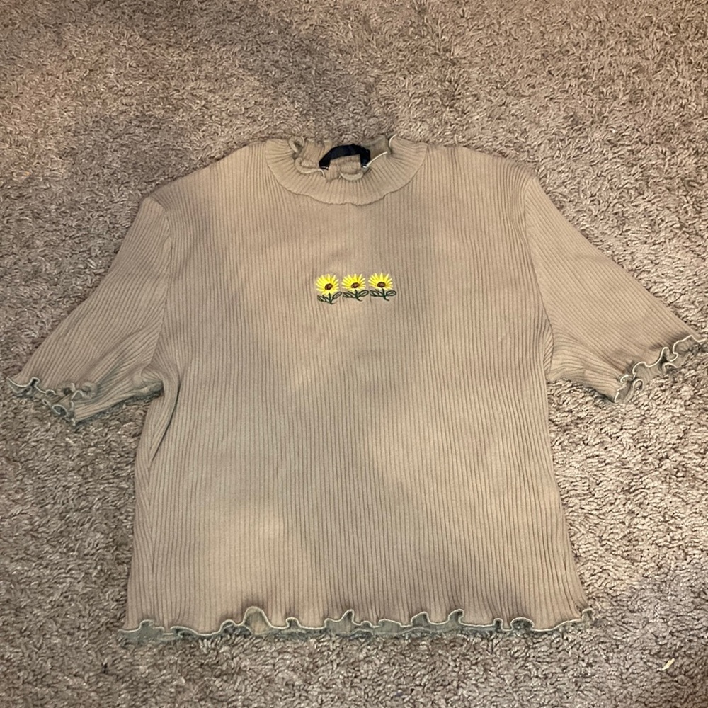 Army Green Ribbed Crop Top